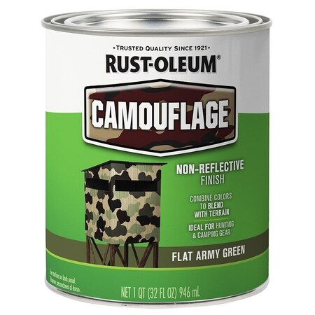 Rust-Oleum Paint, Water Base, Flat Sheen, Flat Army Green, 1 qt, 50 to 90 sq-ft/qt Coverage Area 379561