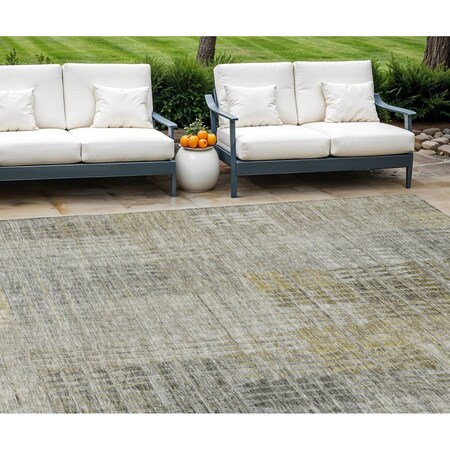 Homeroots 10' X 14' Taupe Beige And Brown Abstract Washable Indoor Outdoor Area Rug 588443