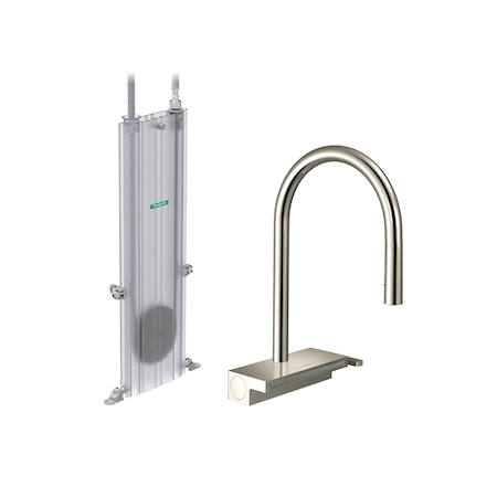 Hansgrohe Aquno Select HighArc Kitchen Faucet, 3-Spray Pull-Down with sBox, 1.75 GPM in Polished Nickel 73831831
