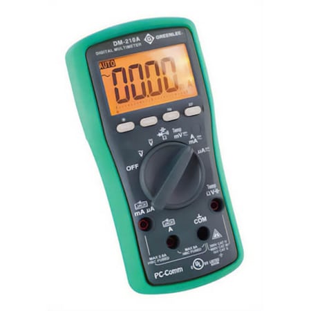 Greenlee Digital Multimeter, 60 mV to 1000 VAC/VDC, 600 mA to 10 A, 600 Ohm to 60 MOhm DM-210A