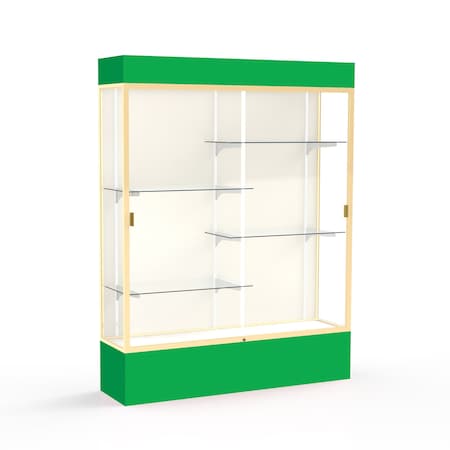 Ghent Lighted Floor Display Case 60x80x16, Plaque, Champange 3175PB-GD-KG