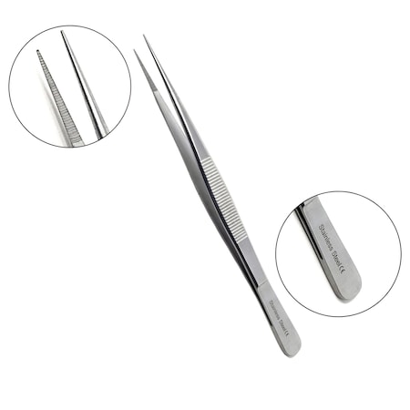 A2Z Scilab Culinary Tweezers, Narrow Precision Serrated Jaws, 6 Inch Straight, Stainless Steel Tongs A2Z-ZR1044