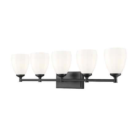 Z-Lite Oren 5-Light Vanity, 38 in W, Matte Black 7004-5V-MB