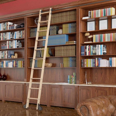 Quiet Glide 9.92 ft. Maple Sunburst Wheel Black Rolling Hook Removable Ladder, 12 ft. Rail QG.510-10MA-12-H.08