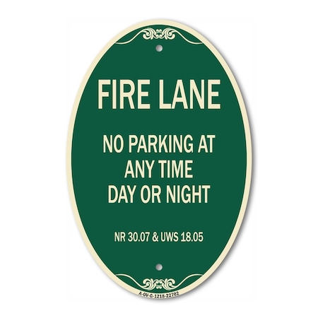 Signmission Wisconsin Fire Lane No Parking at Anytime Day, 12 In X 18 In Architectural, Heavy Gauge Aluminum A-OV-G-1218-22702