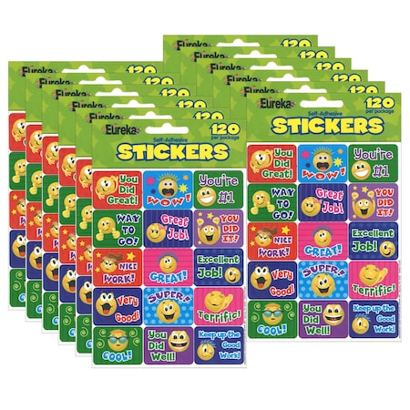 Eureka Emoticons Success Stickers, 120 Per Set, 12PK 658404