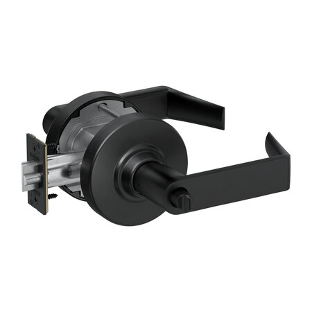 Schlage Grade 1 Entrance Cylindrical Lock, Less Cylinder, Rhodes Lever with Rose, Matte Black Finish PC53L RHO 622