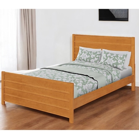 Homeroots Brown Ribbed Texture Solid Wood King Bed Frame 523653