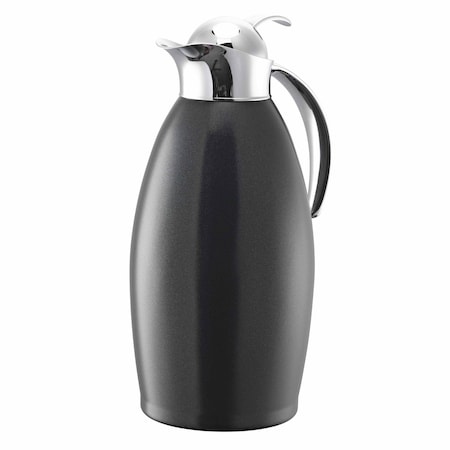 Service Ideas Nicollet Series 1.5-Liter Stainless Vacuum Insulated Carafe with Push Button Lid in Radiant Black NIC15BSPBBL