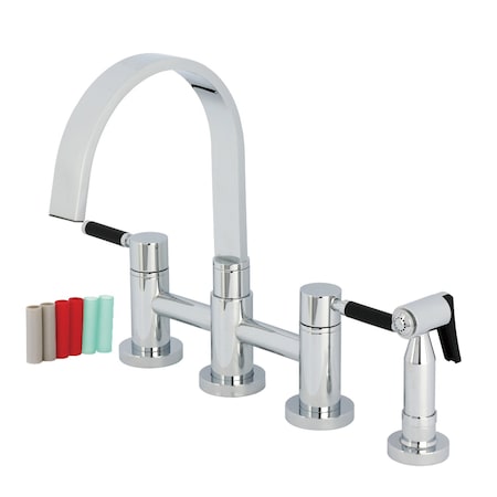 Kingston Brass Bridge Kitchen Faucet with Brass Sprayer, Polished Chrome KS8261DKLBS