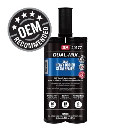 Sem Dual-Mix Heavy Bodied Seam Sealer, 7 oz Cartridge, Gray, Liquid, 1 hr Curing 40177