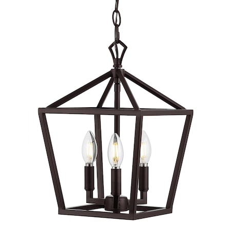 Jonathan Y Ojai 10" 3-Light Iron Classic Modern Pagoda LED Pendant Lantern, Oil Rubbed Bronze JYL7601A