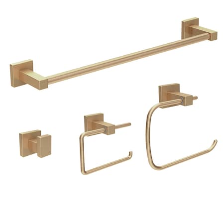 Symmons Duro 4 Piece Bath Hardware Set with Toilet Paper Holder, Robe Hook, Towel Ring, 18 in. Towel Bar 36AC4BUNDLEBBZ