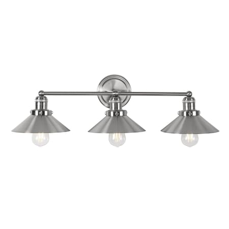 Jonathan Y July 26.5 in. 3-Light Industrial Farmhouse Metal Vanity Light, Nickel JYL7428B