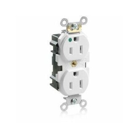 Leviton Straight Blade Receptacle, 5-15R, 15 A, 125V AC, Self-Grounded MT820-W