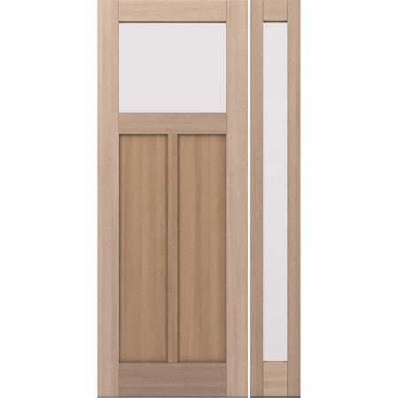 Doornmore CRF-P2G1, 51.5" x 98" ( 36" Door + 12" Side) Left Hand, Mahogany Top View Exterior Door CRF-P2G1-SW-3696-G101-SL_1-1_LI