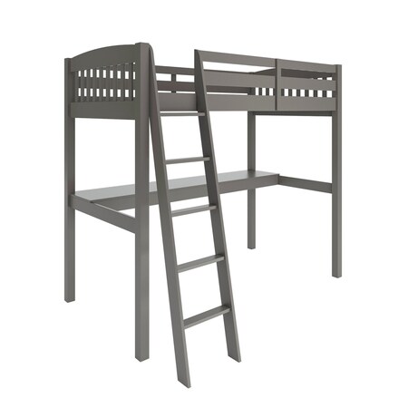 Homeroots Gray Solid Wood Twin Size Loft Bed with Desk and Storage 490208