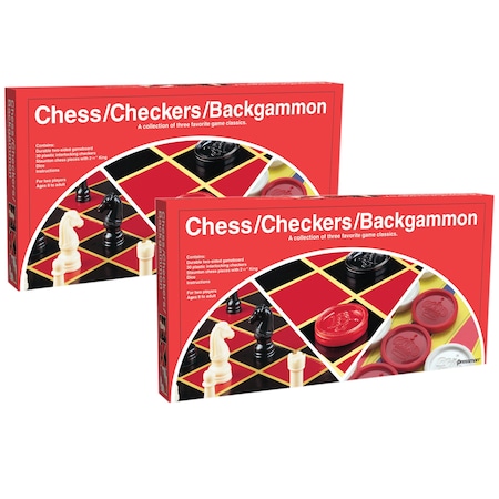 Pressman Chess/Checkers/Backgammon Board Game, 2PK 1113