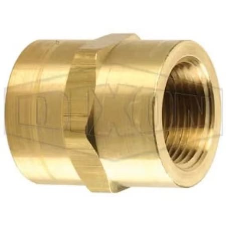 Dixon Hex Head Pipe Coupling, 3/8 in Nominal, FNPT End Style, Brass, Domestic 3710606C