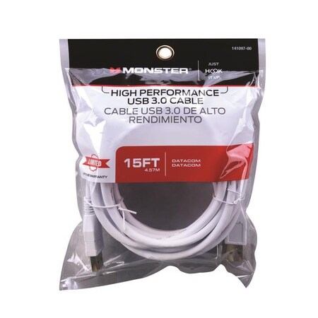 Monster Cable Just Hook It Up 15 ft. L USB Cable 141097-00