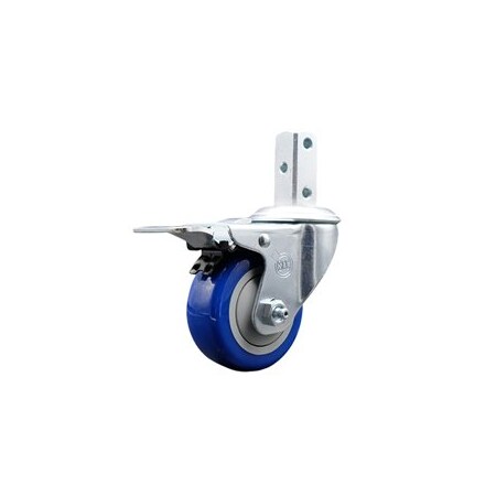Service Caster 3 Inch Blue Poly Wheel Swivel 3/4 Inch Square Stem Caster with Total Lock Brake SCC-SQTTL20S314-PPUB-BLUE-34