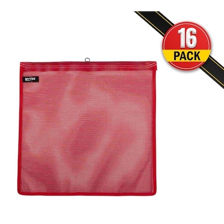 Mytee Products Red Safety Flag w/Wire Loop DOT Compliant-18in x 18in High Visibility Vinyl Mesh Warning Flags, 16PK VMF-Wx16