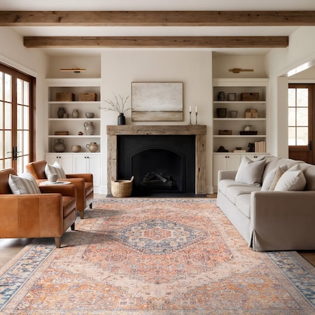 World Rug Gallery Rust Medallion Washable Rug, Flat Pile Vintage Design, Easy Care for High-Traffic Areas 10ft x 14ft WR170RUST10X14