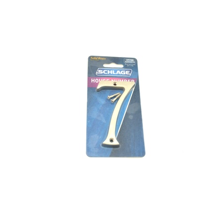 Schlage Residential Solid Brass Carded Classic House Number 7 Satin Nickel Finish SC23076619