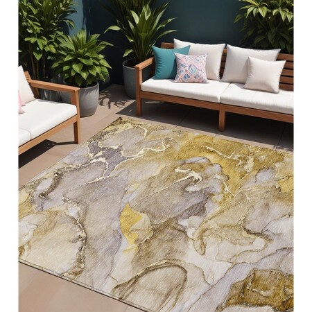 Homeroots 8' X 10' Taupe Abstract Washable Non Skid Indoor Outdoor Area Rug 559201