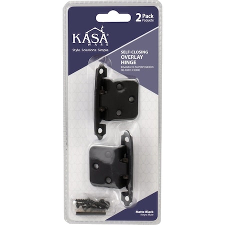 Hardware Resources KasaWare Matte Black Self-Closing Overlay Hinges, 2PK KFHO-A-MB2