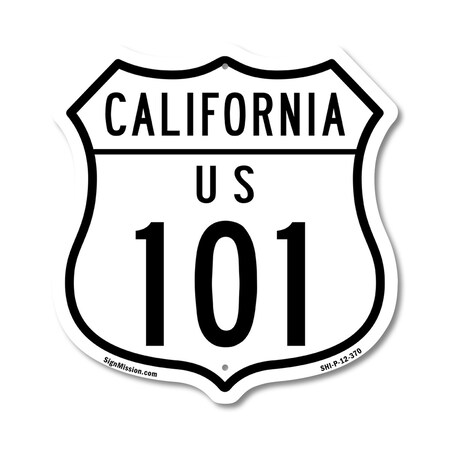 Signmission California Route Marker Shield Sign Us 1, 12 Inch X 12 Inch, Plastic Sign SHI-P-12-370