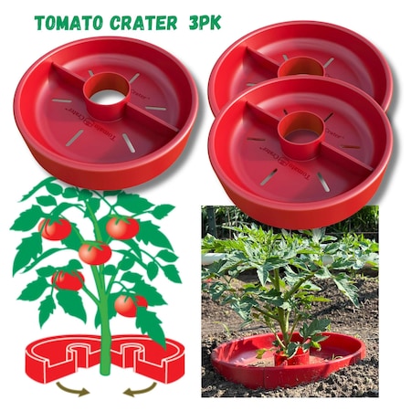 Tomato Crater Root-Zone Watering Ring for Tomatoes & Vegetables - Made in USA Snap-Together Base System for Deep Watering, Reduced Weeds & Healthier Roots, 3-Pack PK3 DP3031-3
