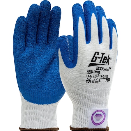 G-Tek Seamless Knit A4 Dyneema Diamond 2.0 Blended Glove w/Latex Coated Crinkle Grip on Palm & Fing, 12PK 19-D313/L