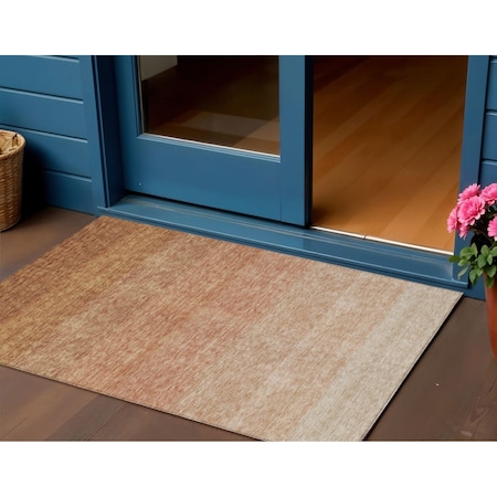 Homeroots 3' X 5' Copper And Beige Ombre Washable Indoor Outdoor Area Rug 595823
