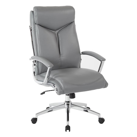 Office Star Products FL Series Executive Faux Leather High Back Chair, Charcoal Grey FL90071C-u42