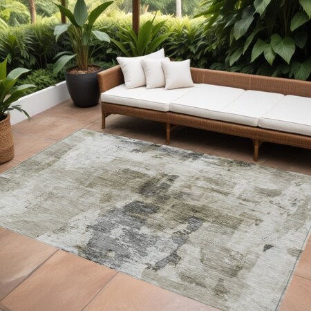 Homeroots 10' X 14' Taupe Ivory And Gray Abstract Washable Indoor Outdoor Area Rug 603154