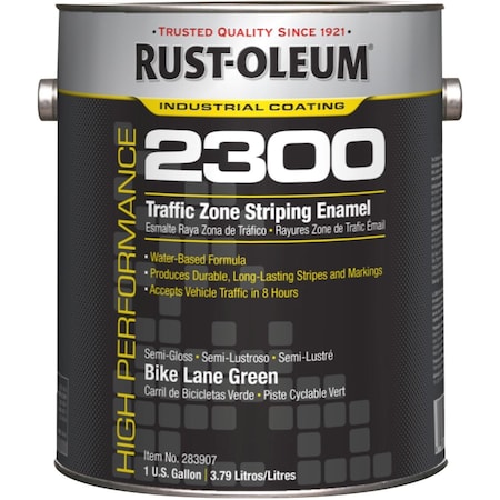 Rust-Oleum Traffic Zone Striping Paint, 1 gal., Bike Lane Green, Water -Based 283907