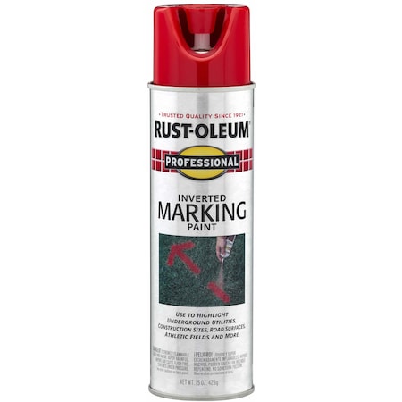 Rust-Oleum Professional Inverted Marking Spray Paint, Safety Red, 15 oz 2564838