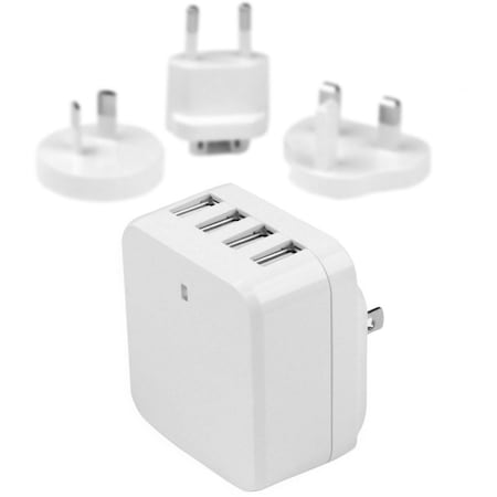 Startech.Com 4-Port USB Wall Charger - International Travel Charger - High Power (34 Watt / 6.8 Amp) - White USB4PACWH