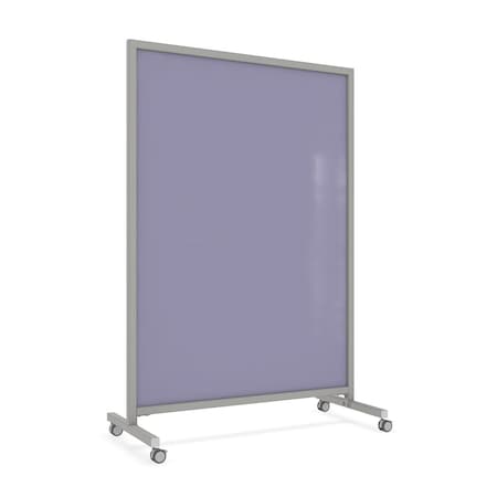 Ghent EZ Mobile Glassboard, Aluminum Frame, Non-Magnetic, 75"H x 50"W, Grape EZ1NA7550GP