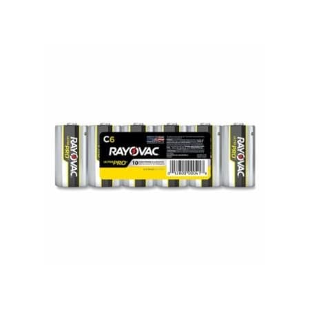 Rayovac Ultra Pro, Alkaline Battery, 1.5V, C, Shrink Pack, 6/PK, 6PK 620-ALC-6J