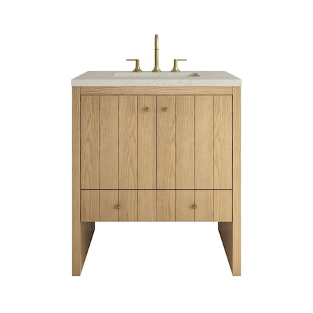James Martin Vanities Hudson 30" Single Vanity, Light Natural Oak w/ 3 CM Siberian Silestone Top 435-V30-LNO-3SFR