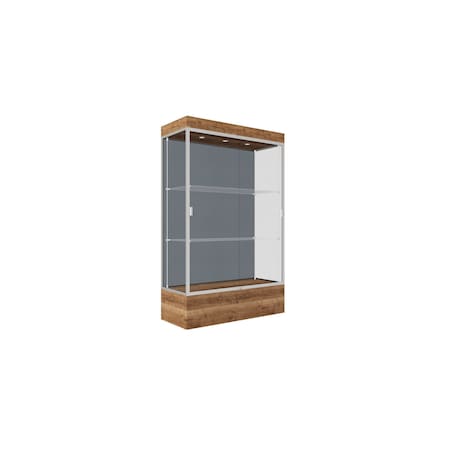 Ghent 76''H x 48''W x 20''D Edge Display Case 12'' Base w/ Blue Steel & Satin Frame 94LFBS-SN-PUO