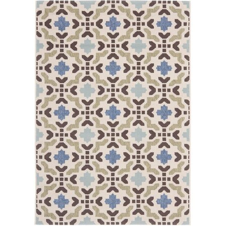 Safavieh Veranda Power Loomed Accent Area RugCream & Aqua 4 ft. x 5 ft.7 in. VER080-0612-4
