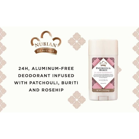 Nubian Heritage 24 Hour Patchouli and Buriti Deodorant, 2.25 Ounce, 18PK 68619893