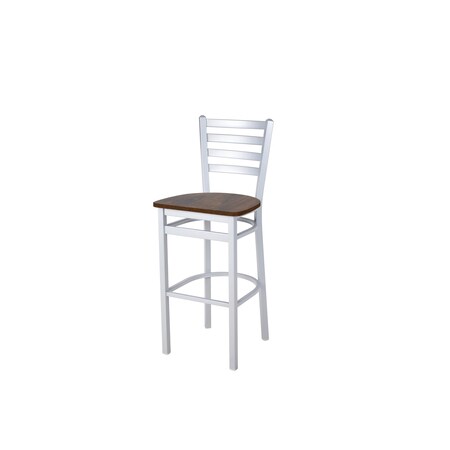Bfm Seating Lima Ladder Back Barstool - Vintage Walnut Relic Seat - Steel Frame - Silver Mist Finish 2160BVWR-SM