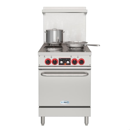 Koolmore 24 In. Commercial Electric Range with 4 Burners and 1 Standard Electric Oven - 208V 3 Phase KM-CR24-E