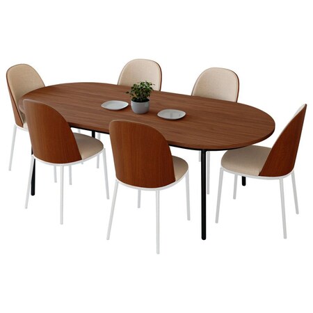 Leisuremod 70.9 in W, 29.5 in L, Manufactured Wood/Steel/PU Leather, Walnut/Light Brown TT70-WCWN18-LBR