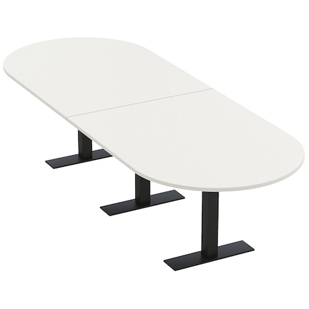 Skutchi Designs 12ft Conference Table With Power Unit | 12 Person Modular Racetrack Meeting Table | Harmony Series HAR-RAC-48X144-T.BK-W960-NA