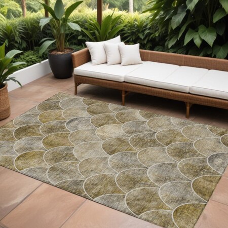 Homeroots 8' X 10' Taupe Beige And Gray Abstract Washable Indoor Outdoor Area Rug 577688